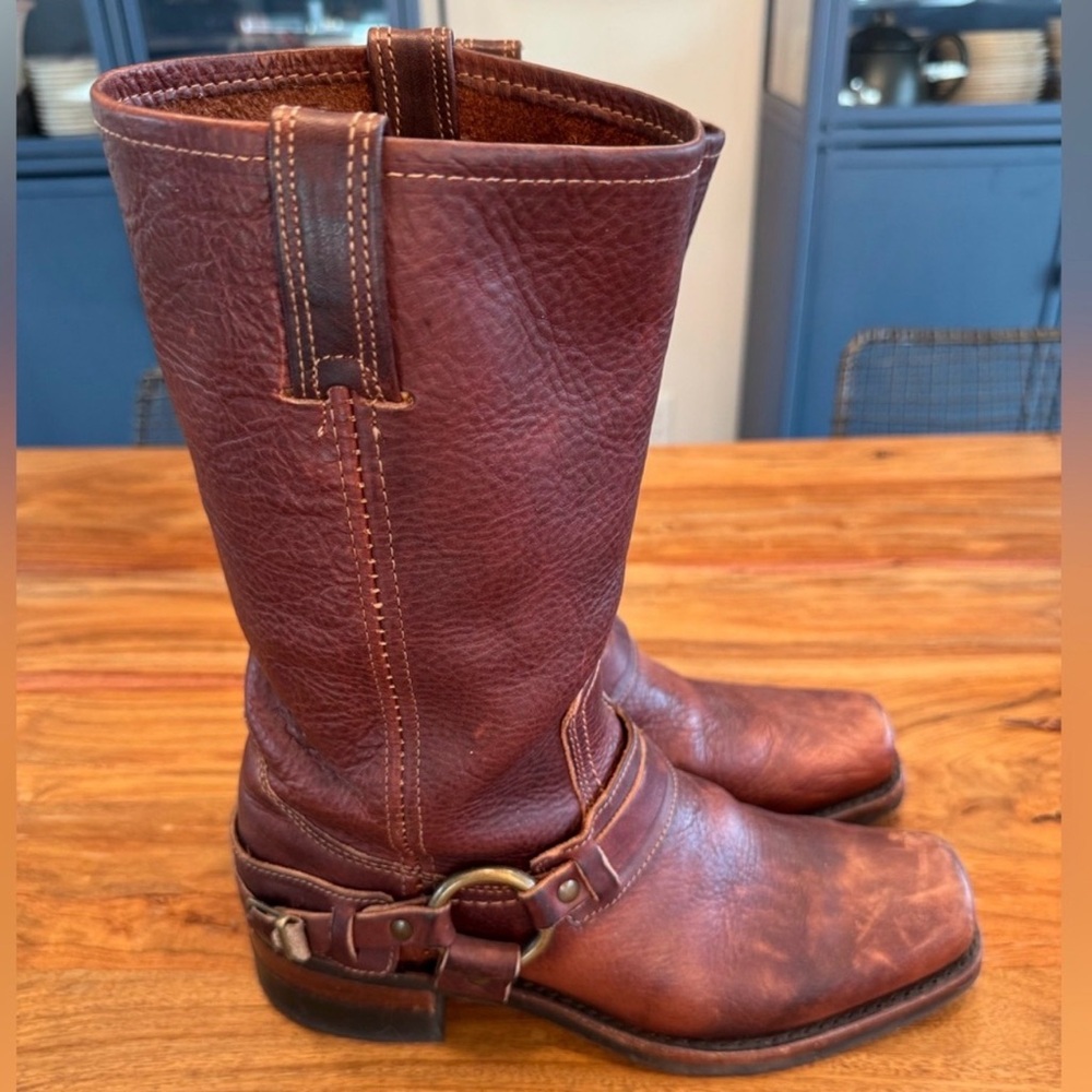 SOLD! Lower prices on my Depop!  DM me! Frye women’s leather harness boots